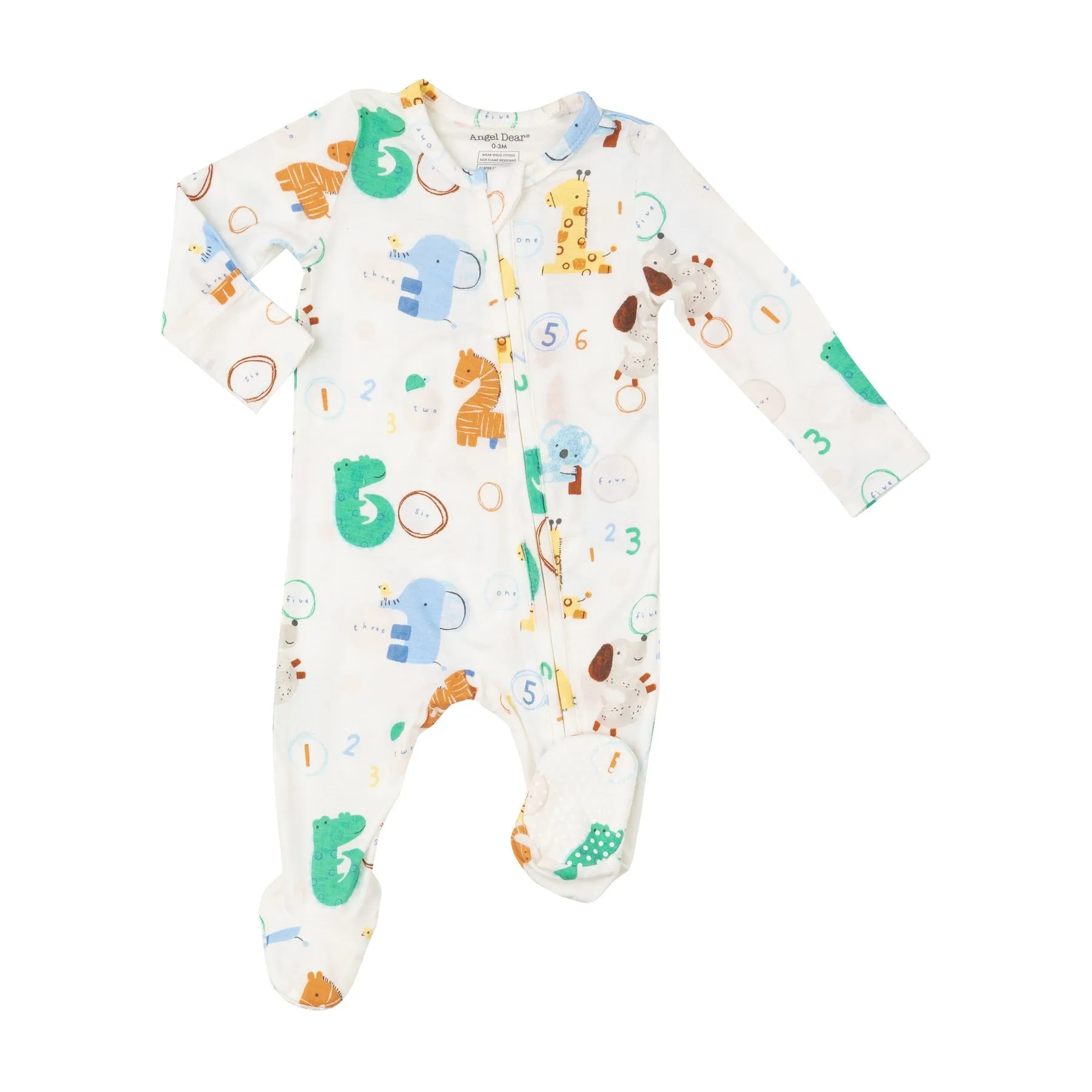 2-Way Zipper Footie - Animal Numbers by Angel Dear