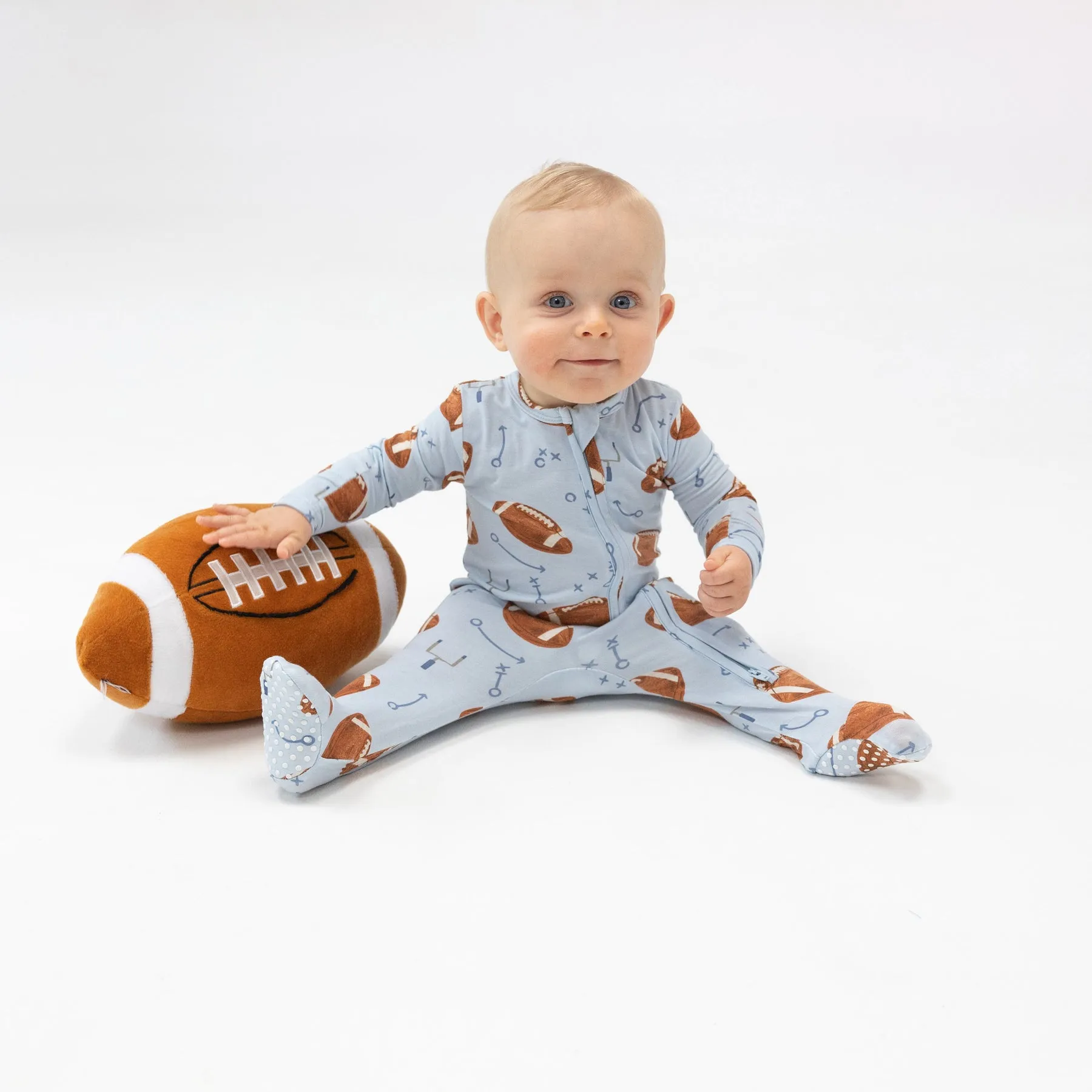 2-Way Zipper Footie - Footballs Blue by Angel Dear