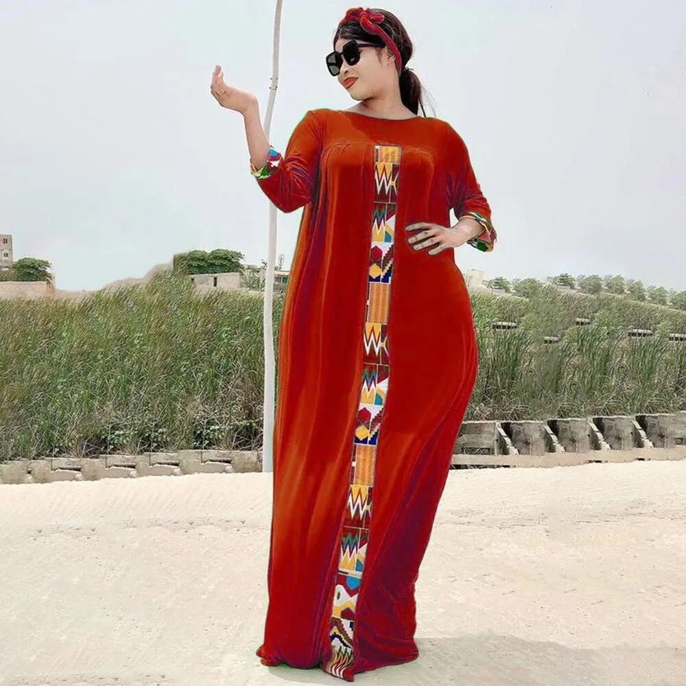 3 Piece Set Boho Loose African Arabian Kaftan Abaya Dress for Women