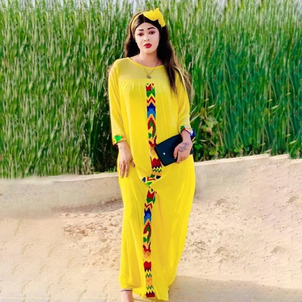 3 Piece Set Boho Loose African Arabian Kaftan Abaya Dress for Women