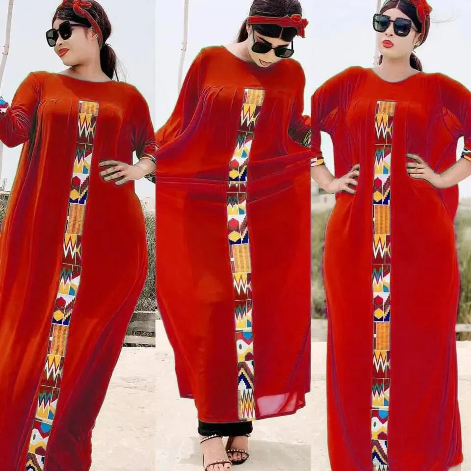 3 Piece Set Boho Loose African Arabian Kaftan Abaya Dress for Women
