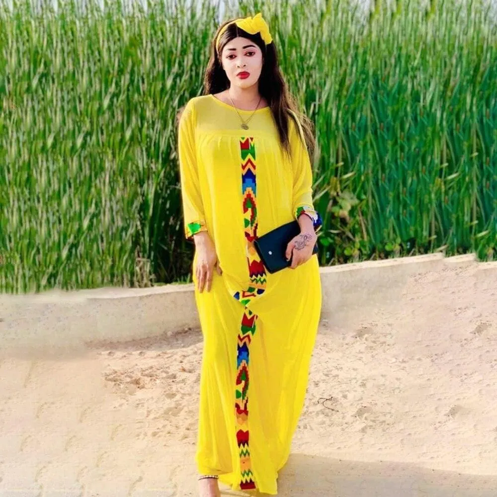 3 Piece Set Boho Loose African Arabian Kaftan Abaya Dress for Women