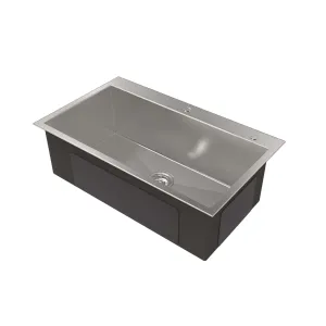 32-inch Top Mount Kitchen Sink Handmade Drop-in Stainless Steel Single Bowl Kitchen Sink in Brushed Finish