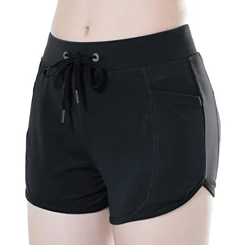 beroy Women's High-Waisted Athletic Shorts, Size S, White - Quick Dry, Tummy Control, 2 Pockets, Workout, Running, Yoga Shorts