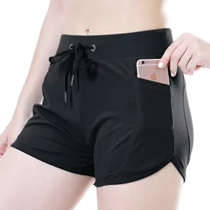 beroy Women's High-Waisted Athletic Shorts, Size S, White - Quick Dry, Tummy Control, 2 Pockets, Workout, Running, Yoga Shorts