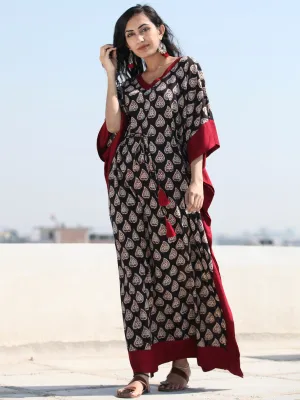 Black Maroon OffWhite Hand Block Printed Kaftan - K127F997
