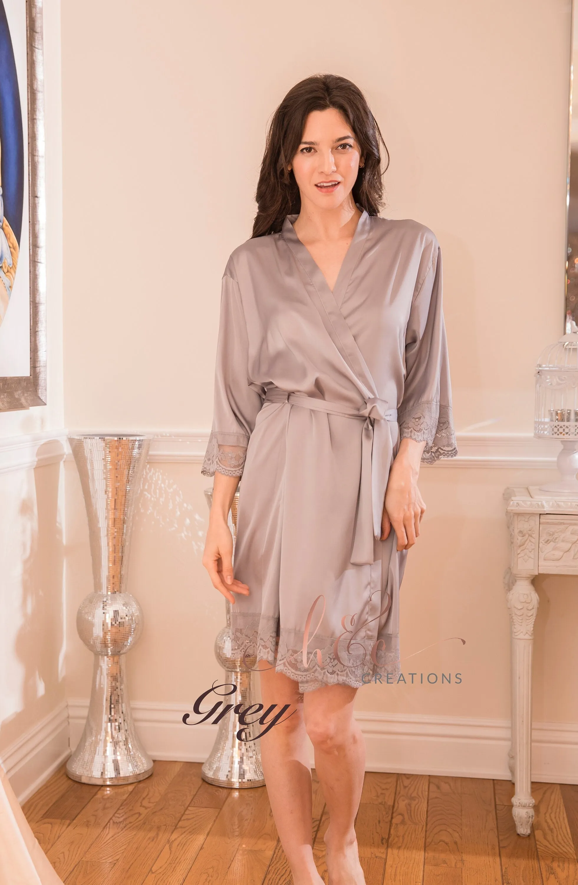 Bridesmaid Robes, Personalized Bridesmaid Robes with Names, Satin lace Bridal Robes Bridal Party Robes Custom Name Robes
