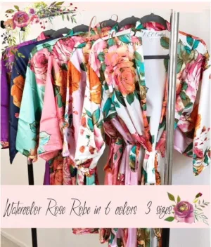 Bridesmaid Robes, Set of 7 Robes, Bridesmaid Gift, Bridal Robe, Satin Floral Robe, Bridesmaid Gifts, Bridal Robe Set