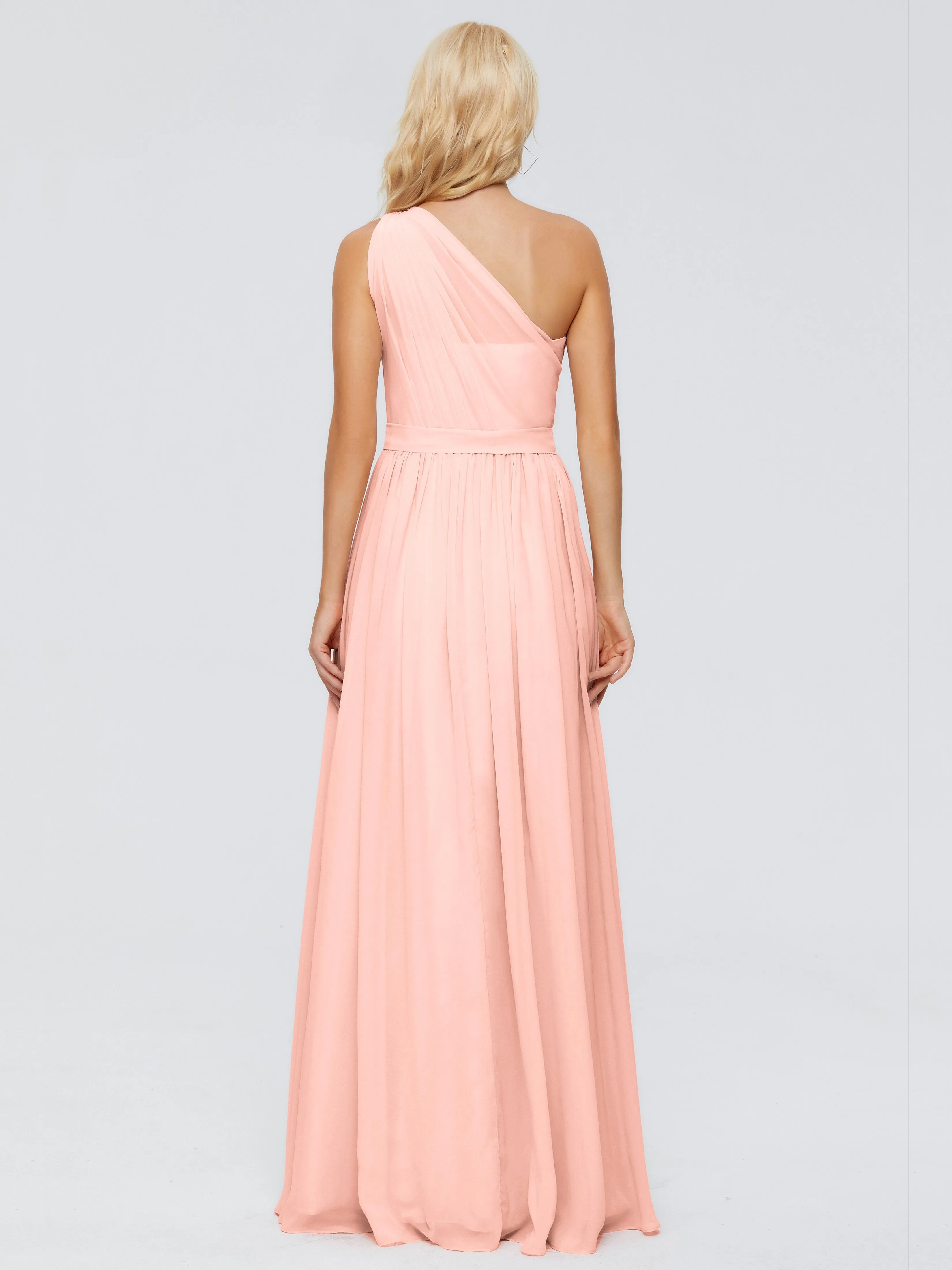 Coral Bridesmaid Dress Arabella One Shoulder Sash Bridesmaid Dresses