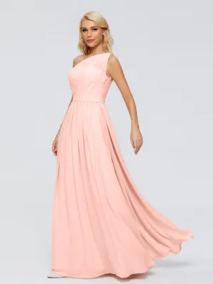 Coral Bridesmaid Dress Arabella One Shoulder Sash Bridesmaid Dresses