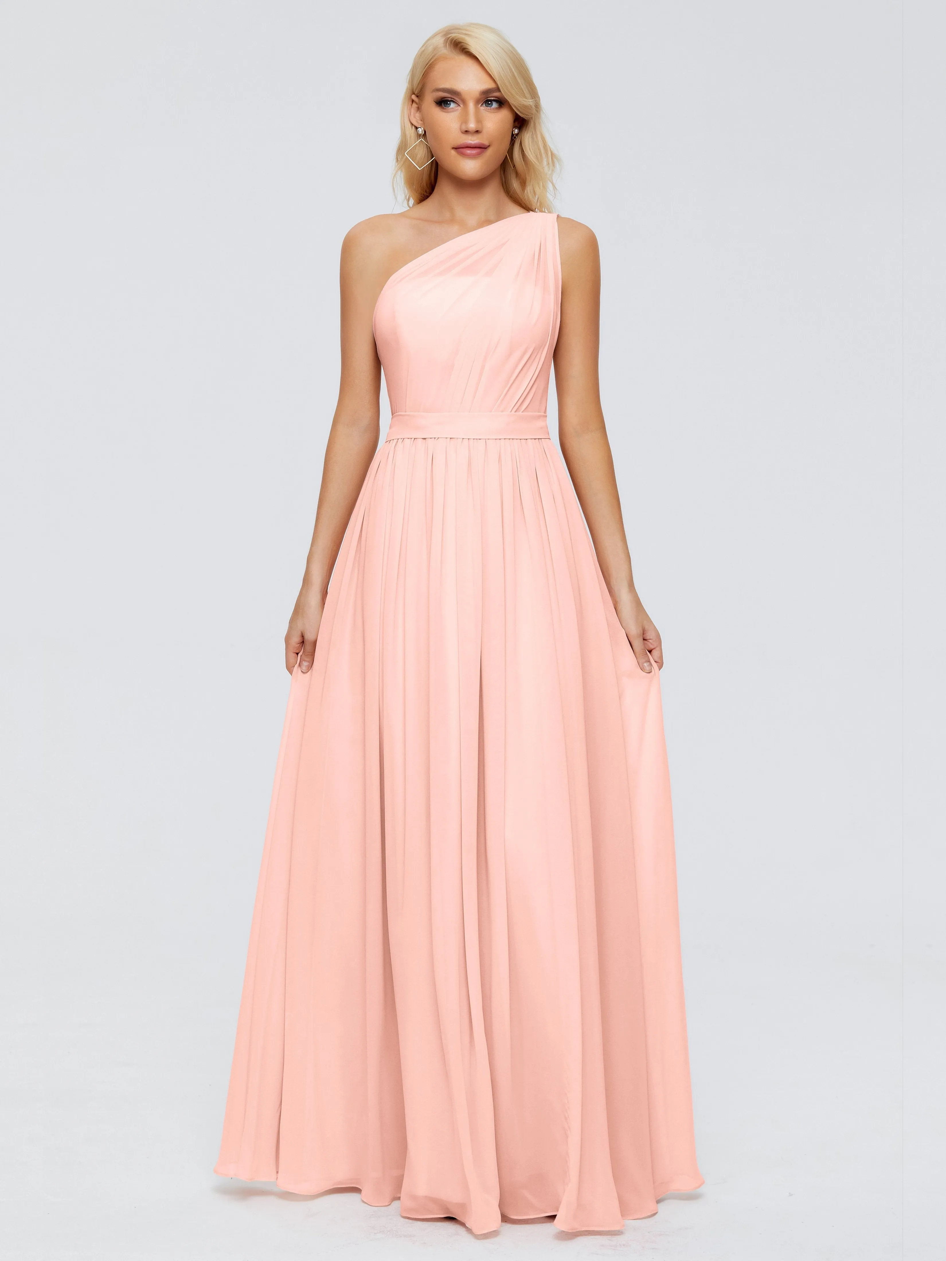 Coral Bridesmaid Dress Arabella One Shoulder Sash Bridesmaid Dresses