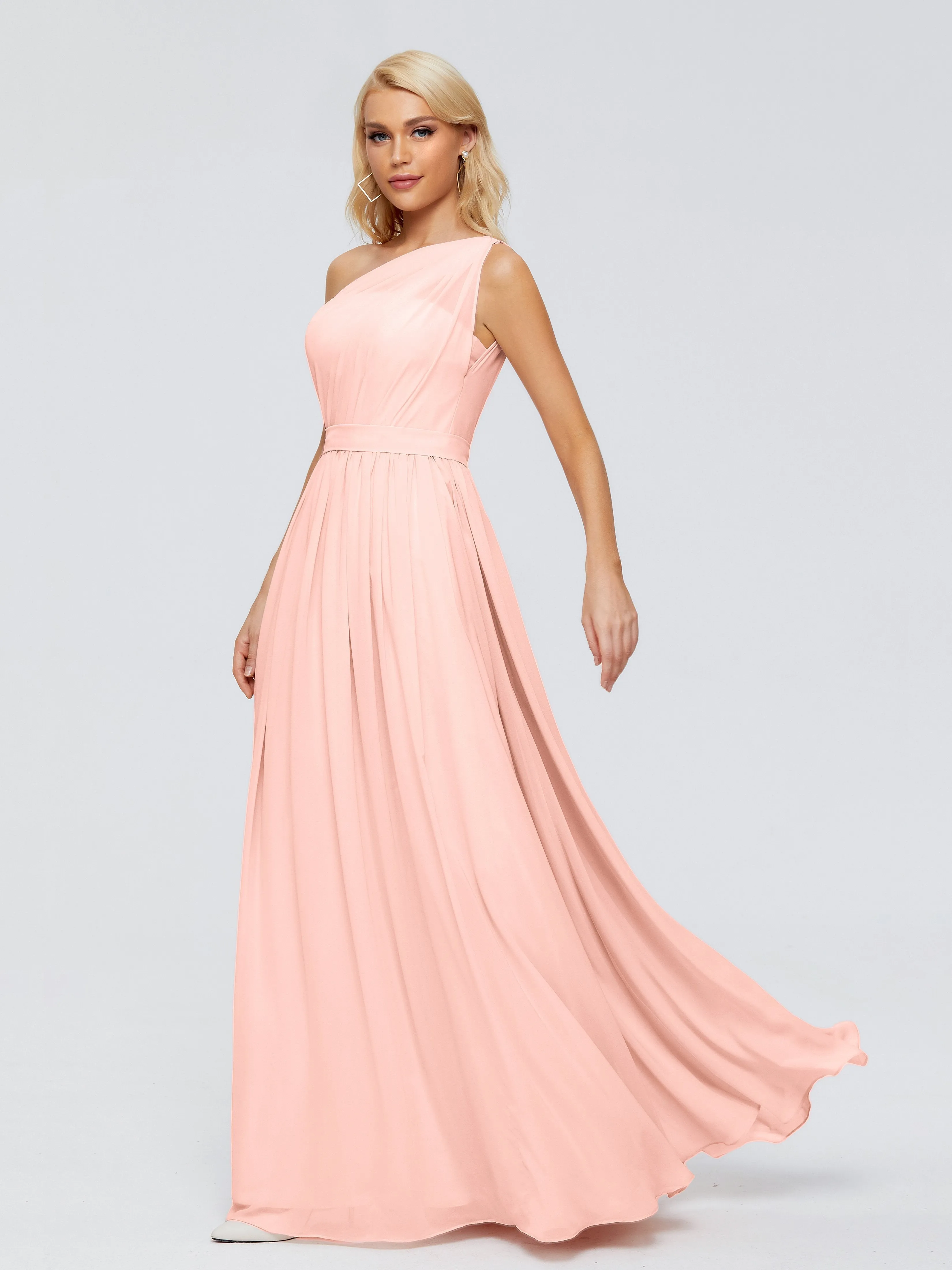 Coral Bridesmaid Dress Arabella One Shoulder Sash Bridesmaid Dresses