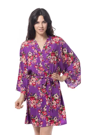 Cotton Floral Blossom Robe Purple
