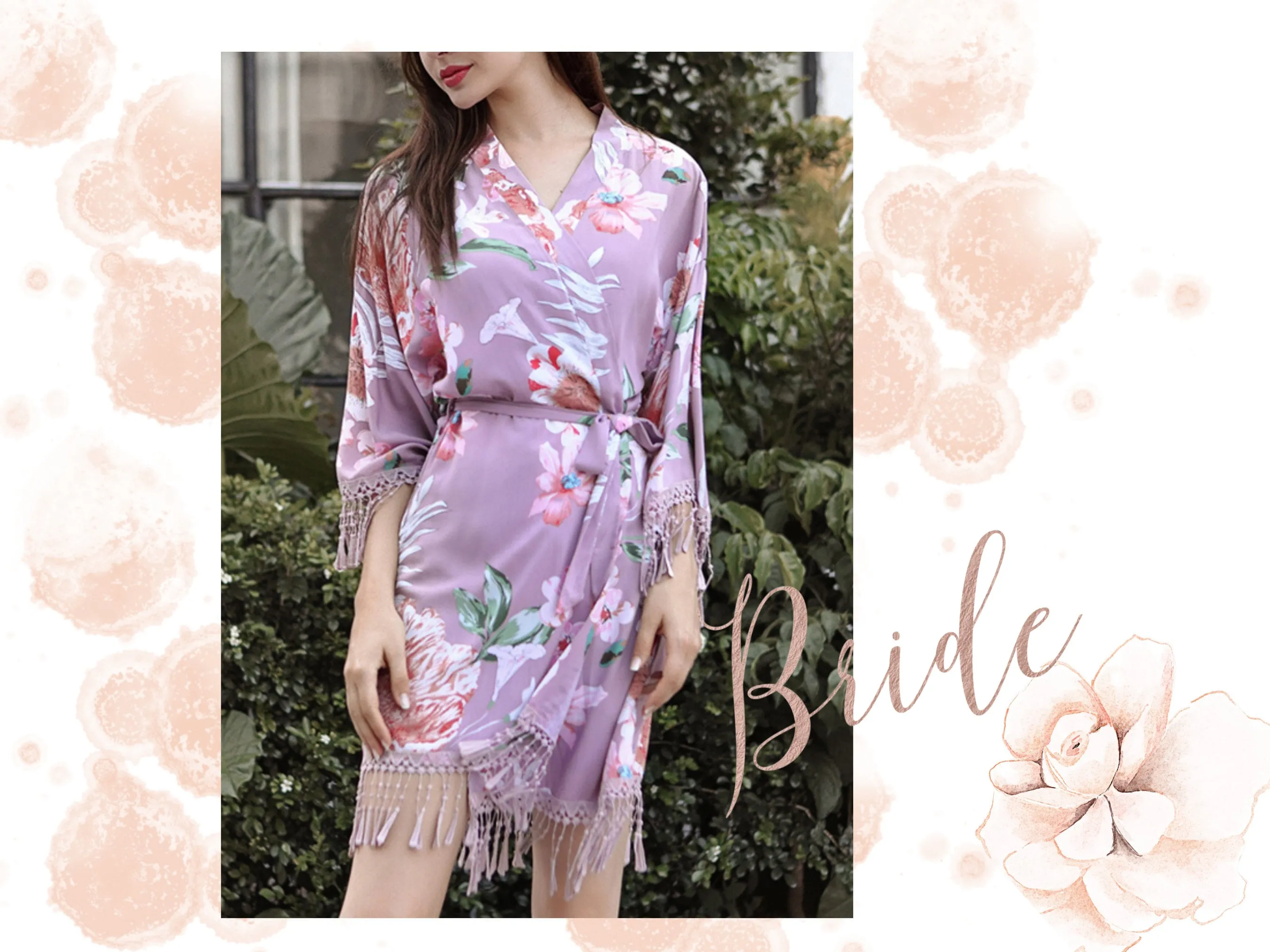Cotton Floral Tassel  Robes, Bridesmaid Robes, Bridal Party Wedding Robes, Tassel Robes, H&C Creations