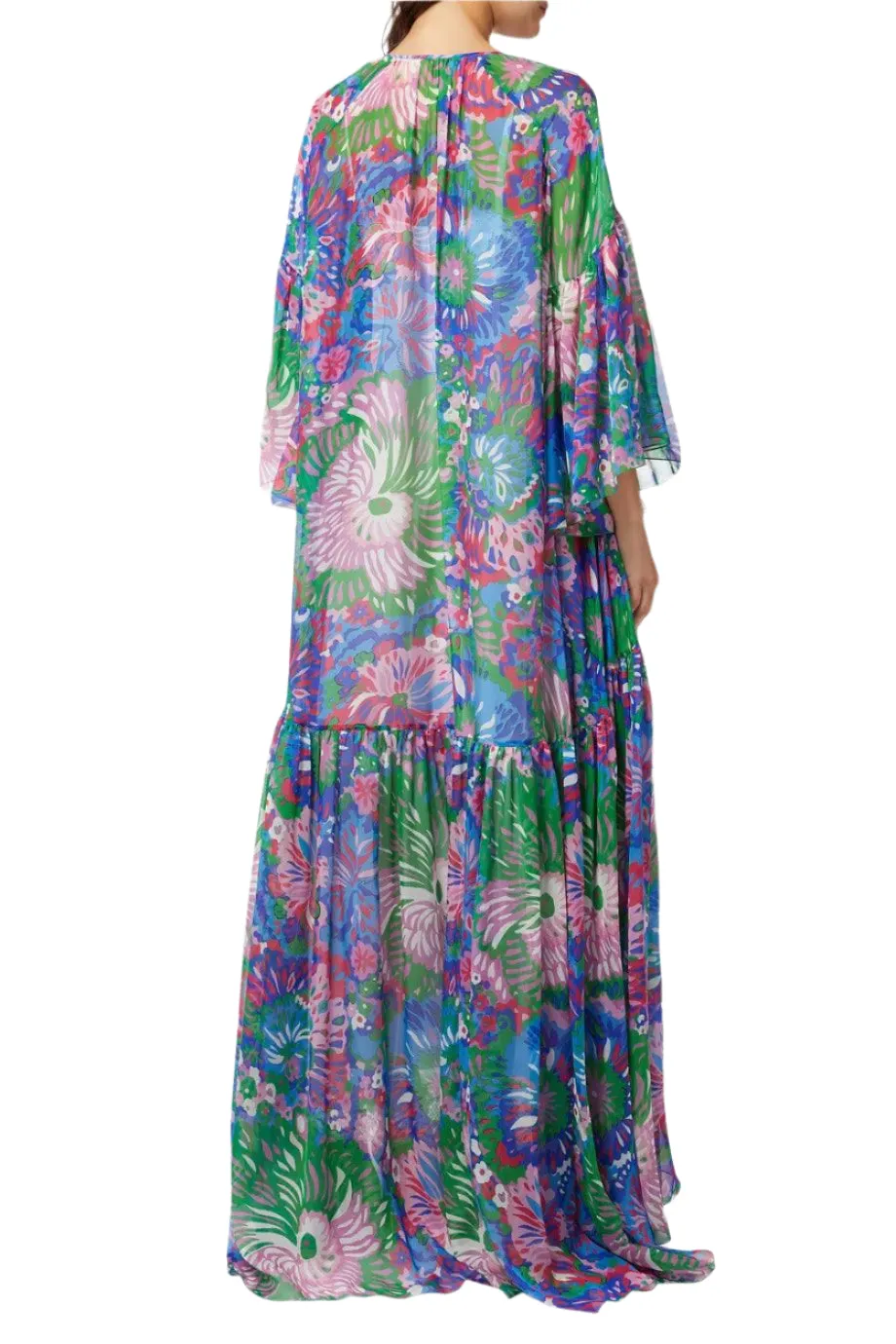 Dolce & Gabbana 60s Print Oversized Kaftan in Silk Chiffon