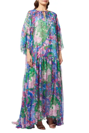 Dolce & Gabbana 60s Print Oversized Kaftan in Silk Chiffon
