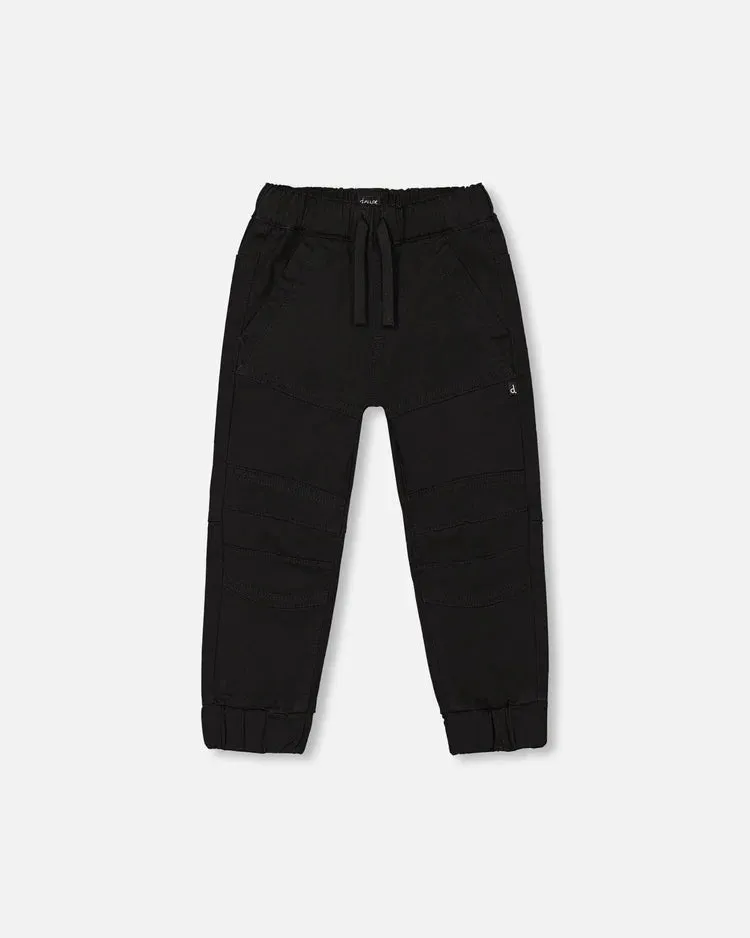 DPD Boys Stretch Twill Joggers in Black