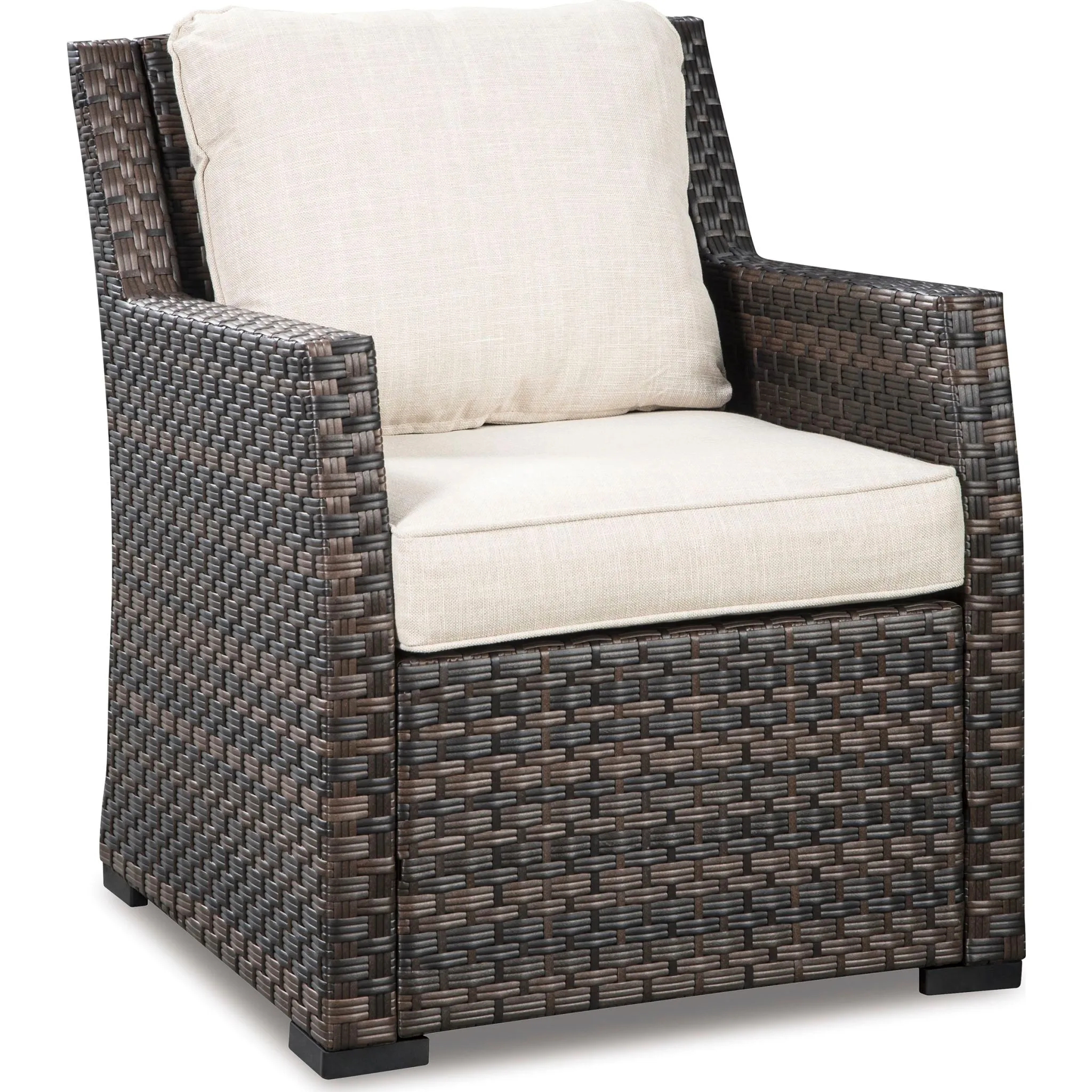 Easy Isle 2 Piece Outdoor Sectional with Chair - Dark Brown/Beige