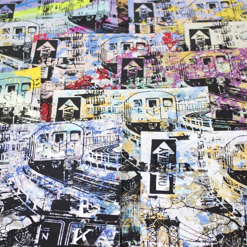 Elevated Train Katzs One Way Sign HPM Acrylic Silkscreen Print by Bobby Hill