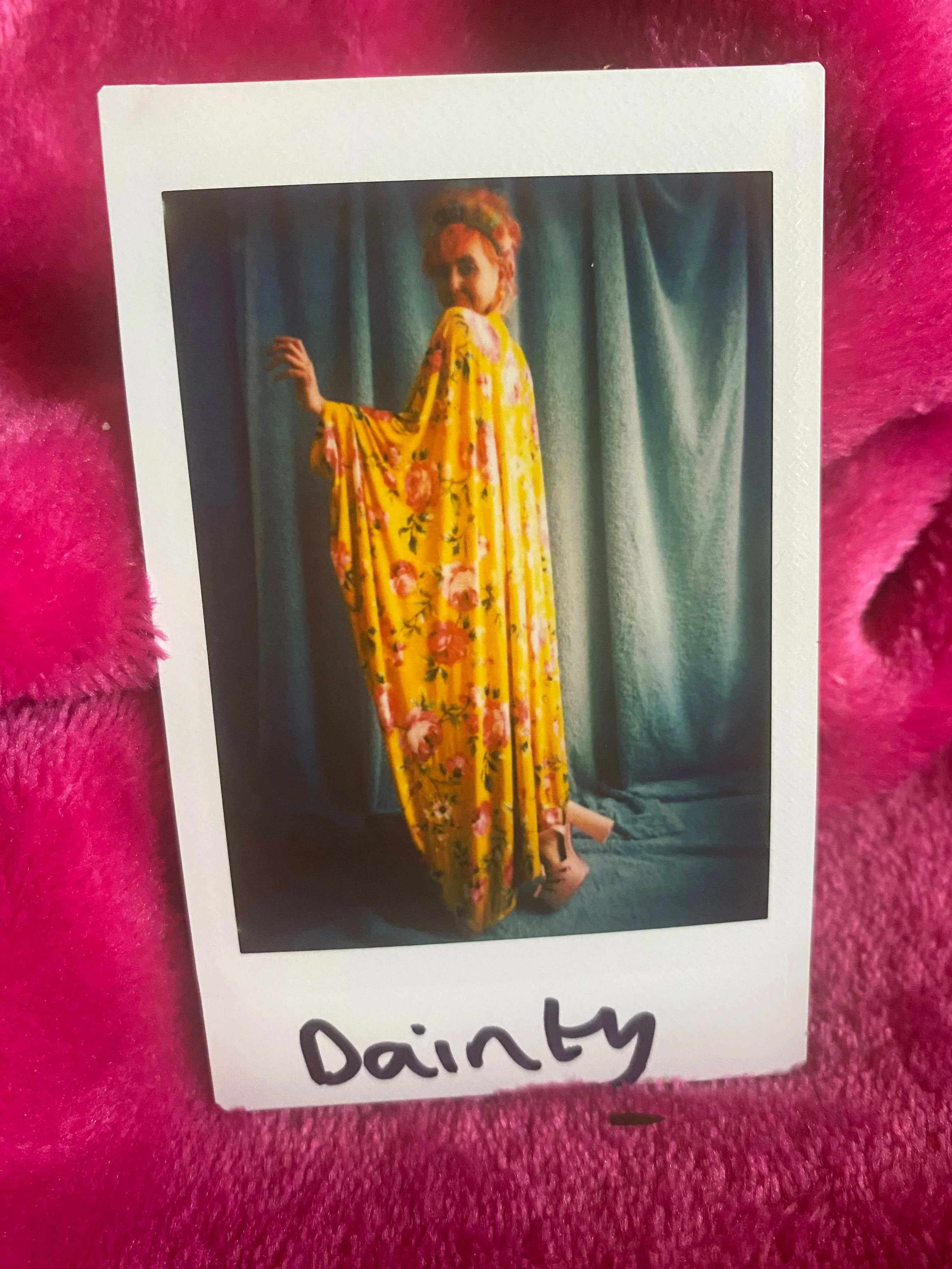 Floral Pink and Mustard Gold Print Slinky Kaftan