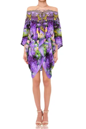 Floral Printed Caftan Top in Purple