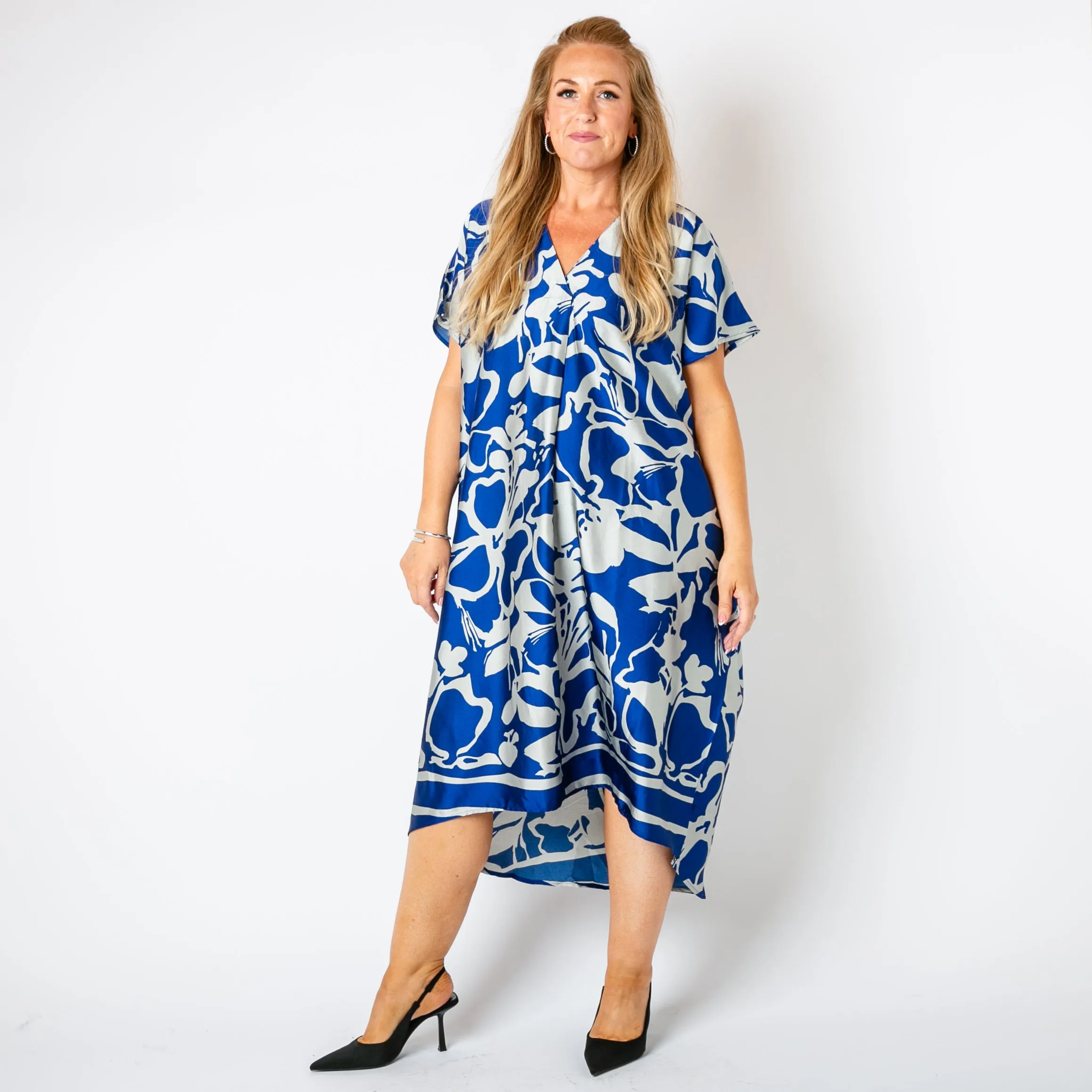 Floral Satin Kaftan Dress