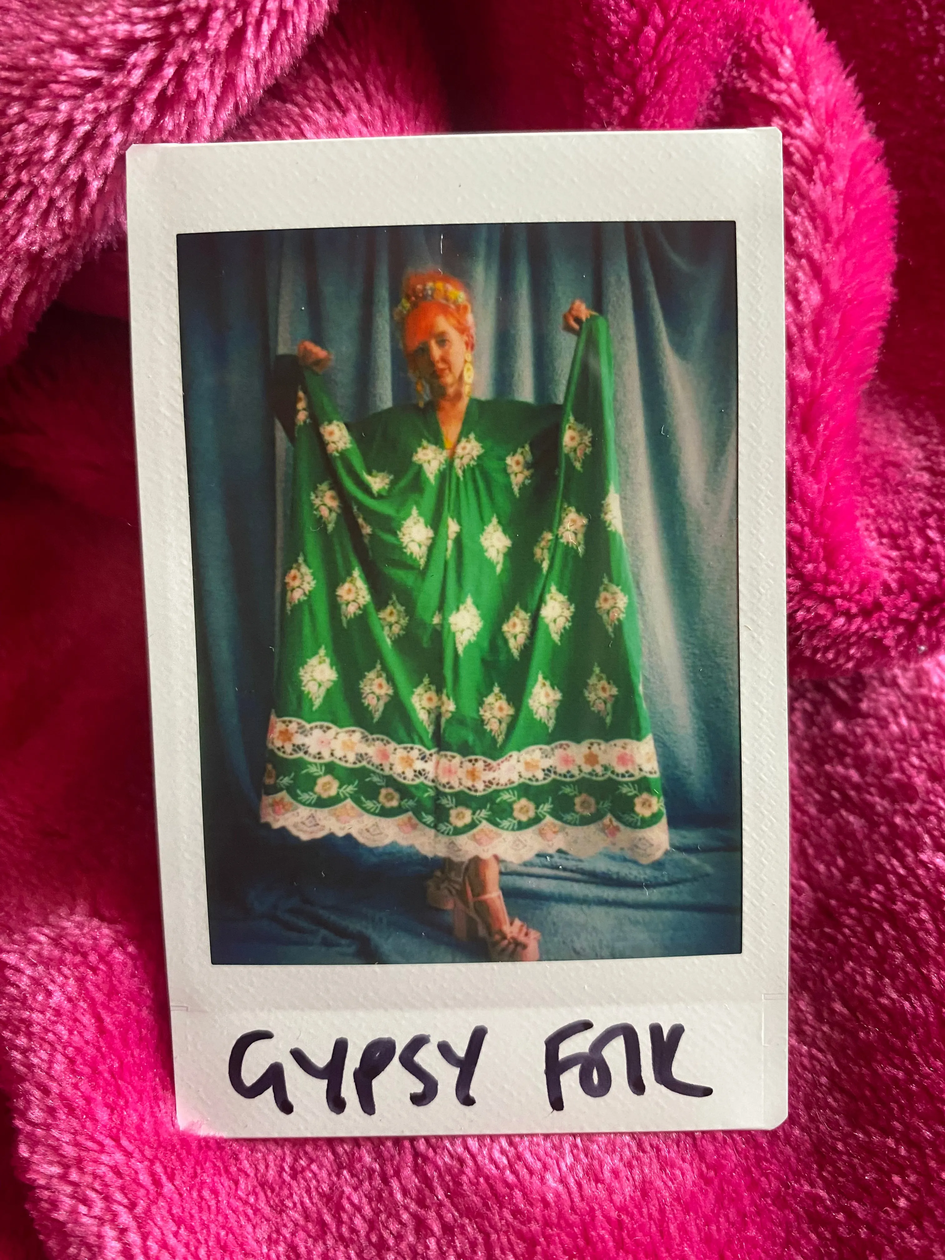 Green Gypsy Folk Cotton Lace Trimmed Kaftan