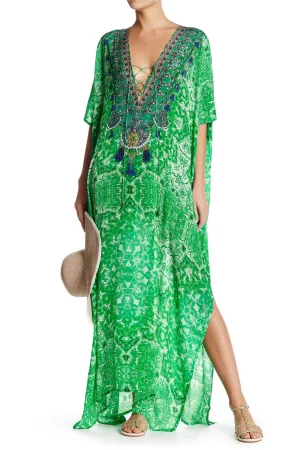 Green Long Silk Kaftan