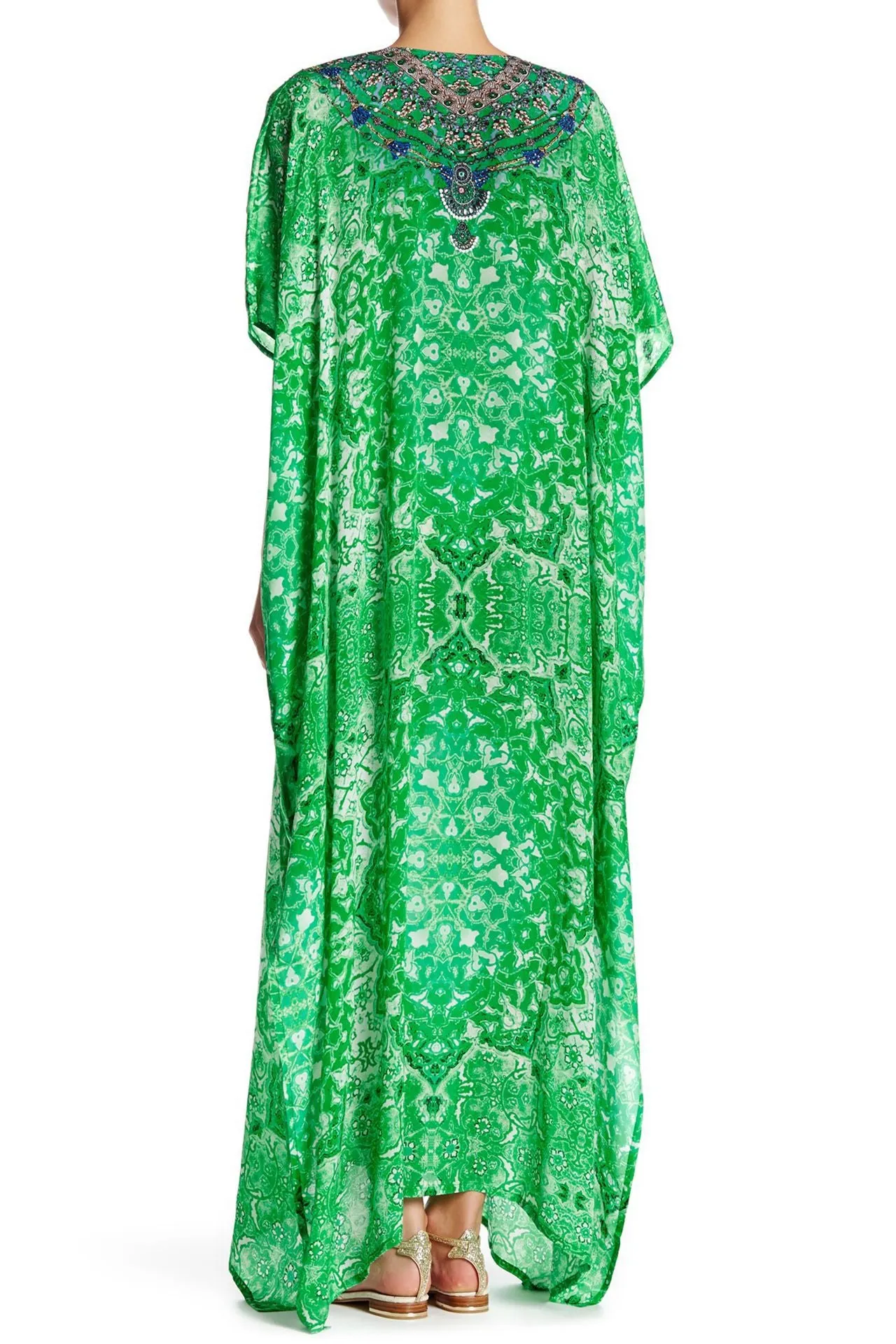 Green Long Silk Kaftan