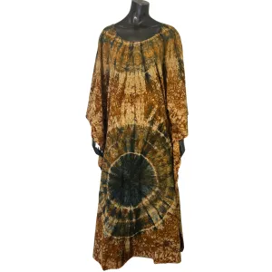 Handmade Tie Dye African Caftan - Brown Blue