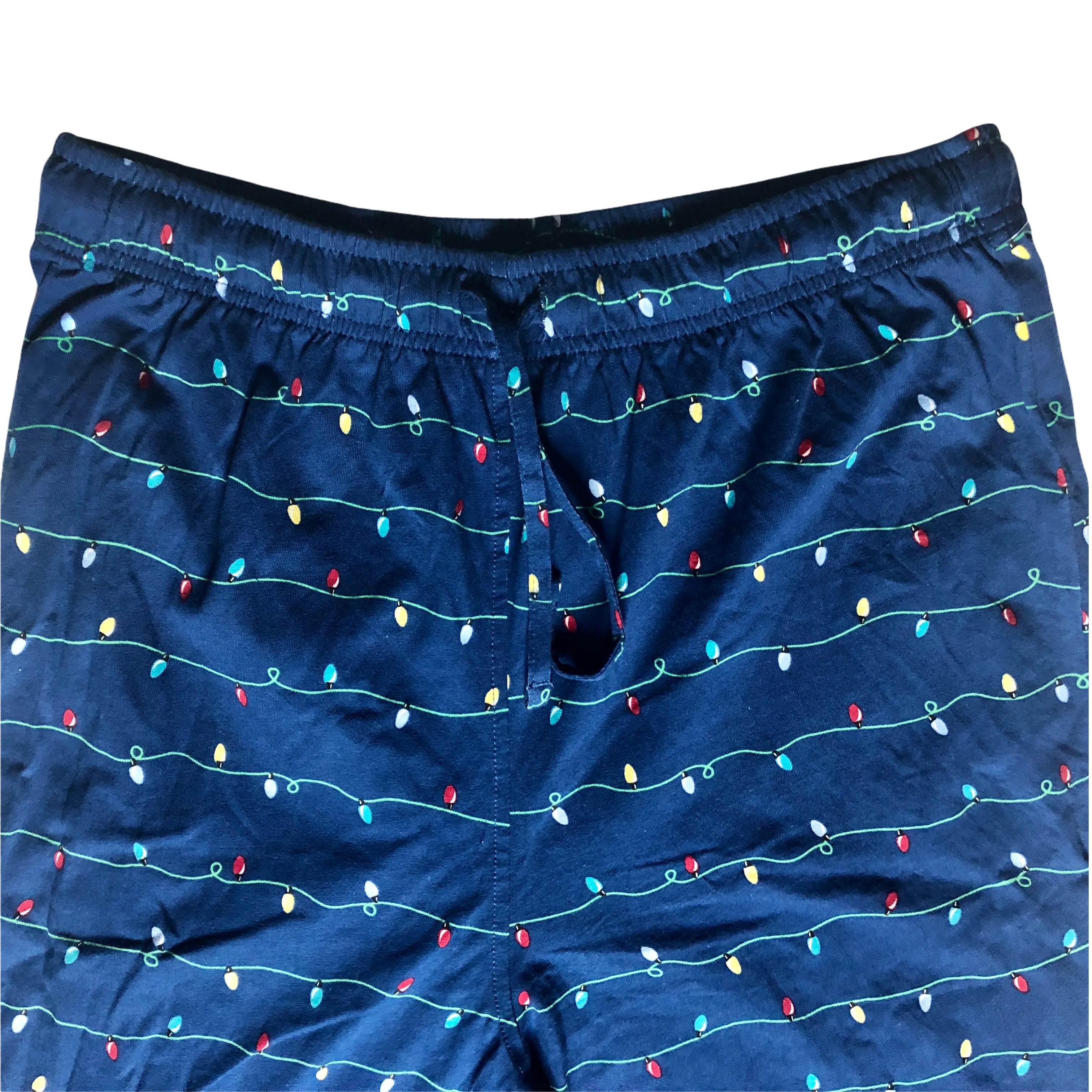 Holiday Family PJs Blue and Grey Holiday Lights 2 Piece Set - Size Large