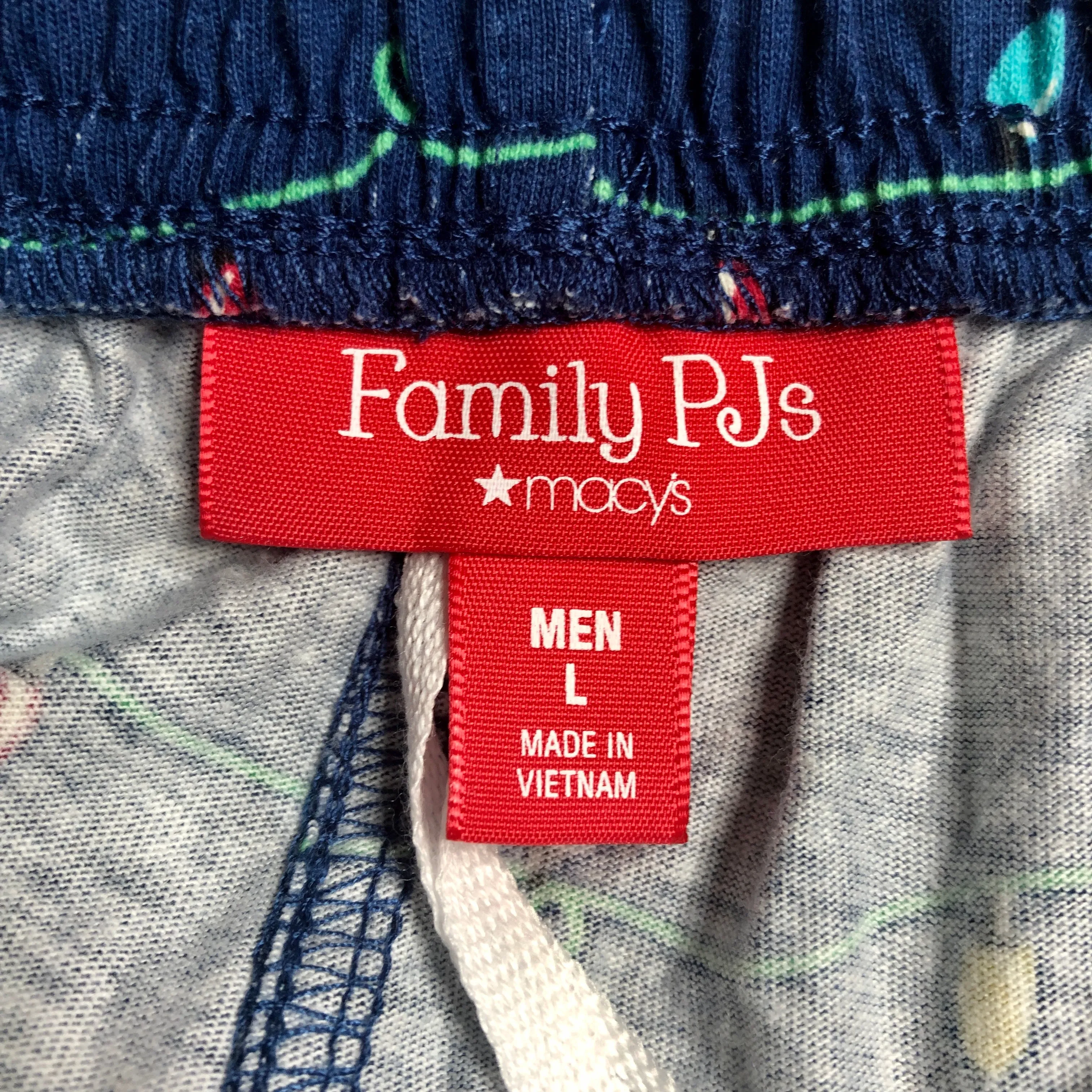 Holiday Family PJs Blue and Grey Holiday Lights 2 Piece Set - Size Large