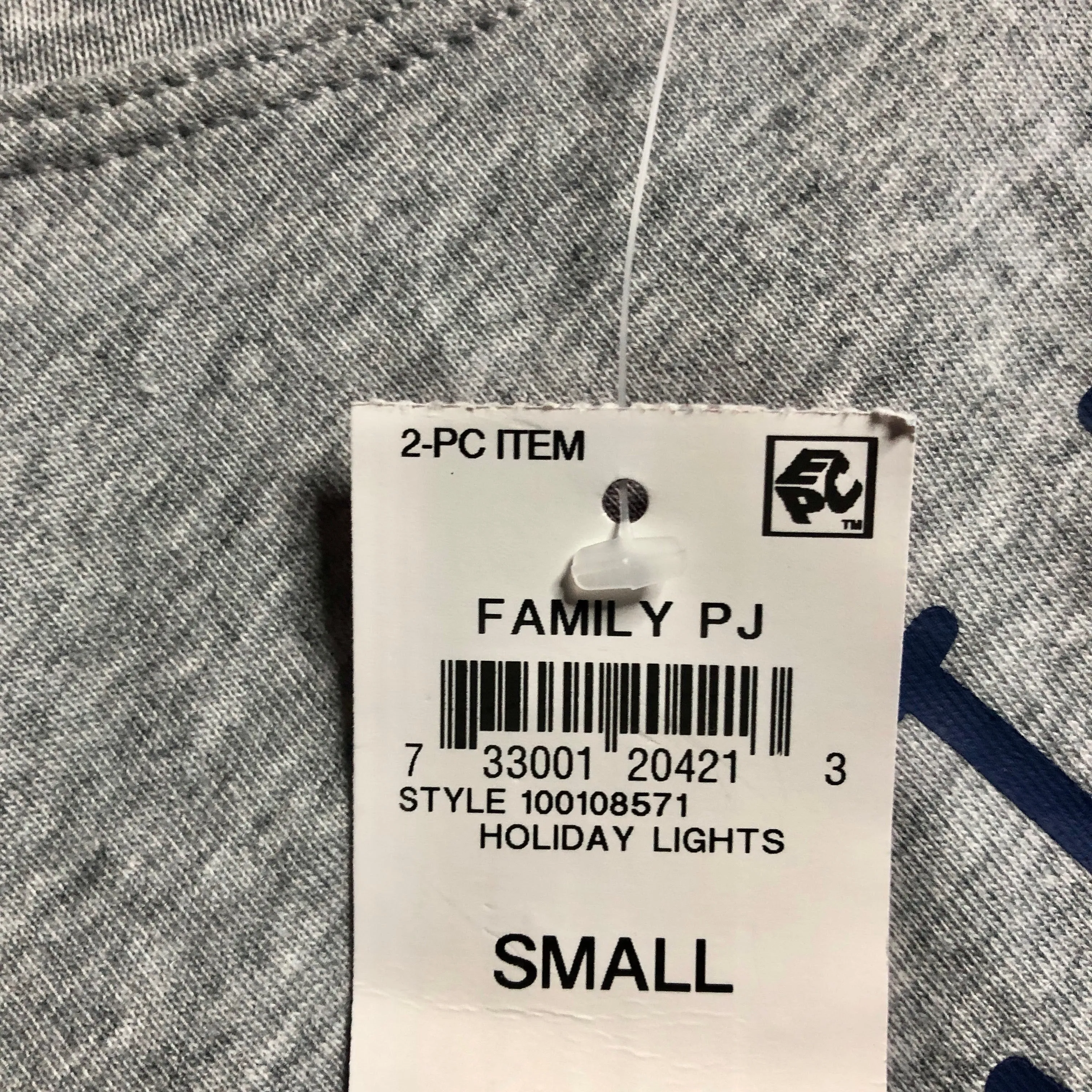 Holiday Family PJs Blue and Grey Holiday Lights 2 Piece Set - Size Small