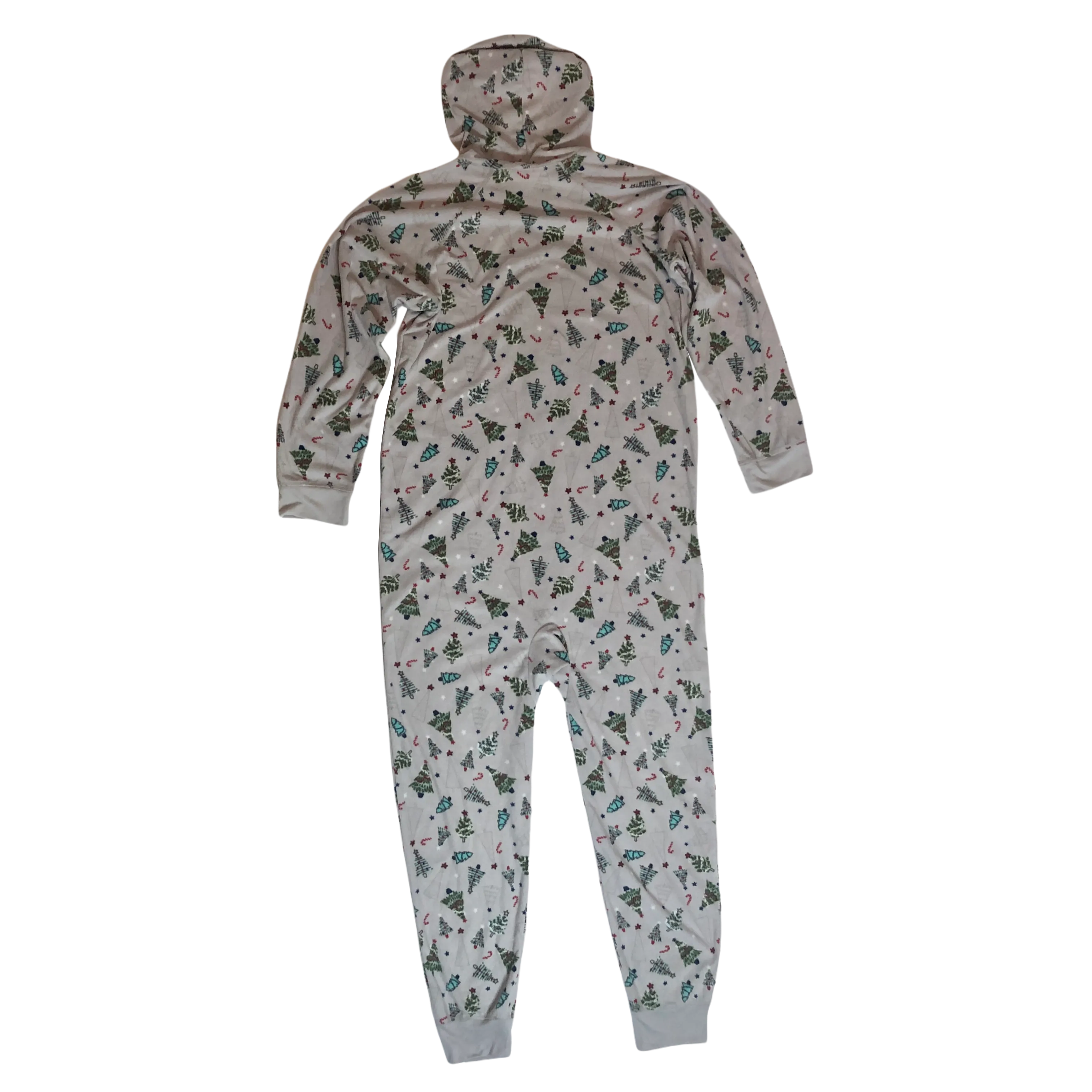Holiday Family PJs Grey Festive Trees One Piece - Size Large