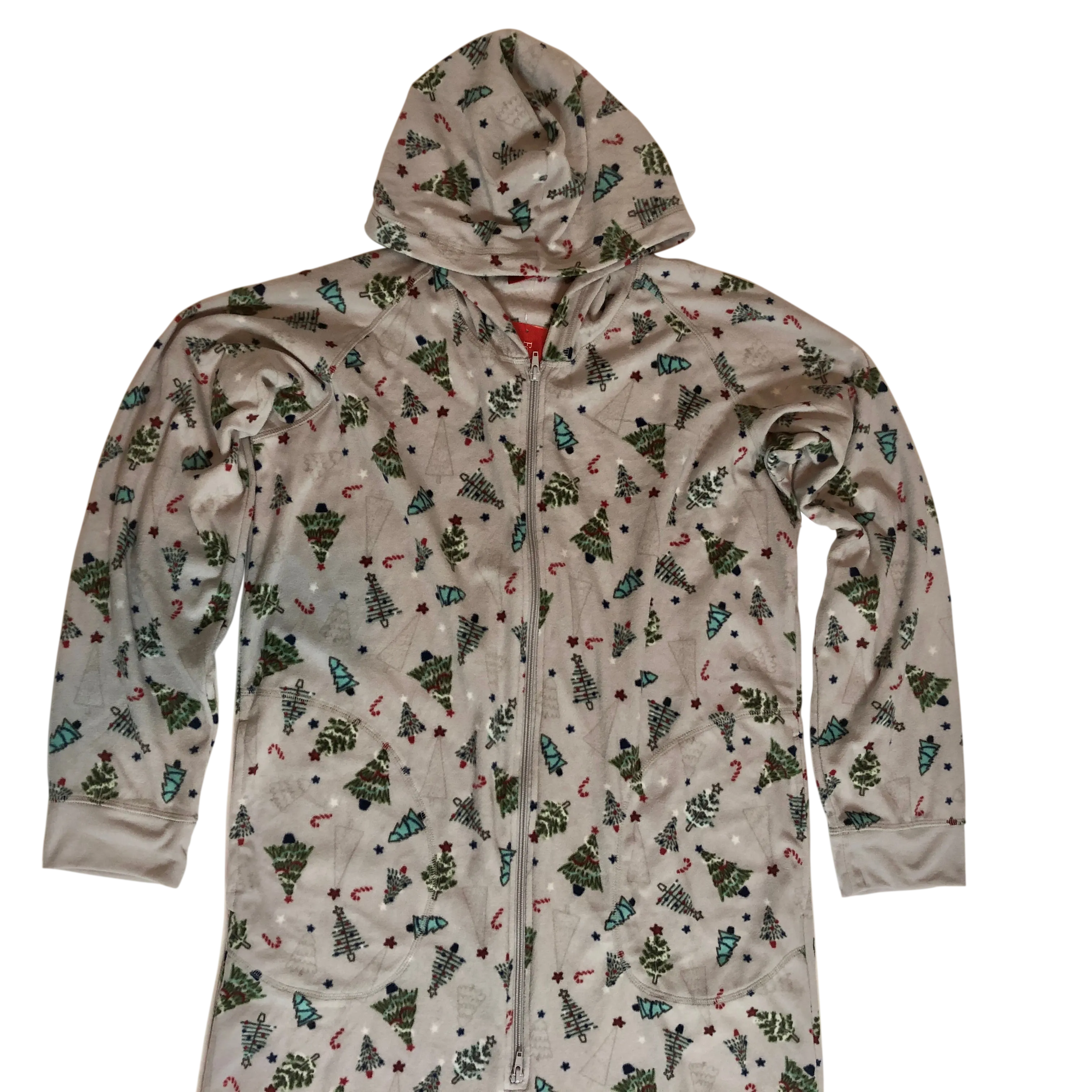 Holiday Family PJs Grey Festive Trees One Piece - Size Large
