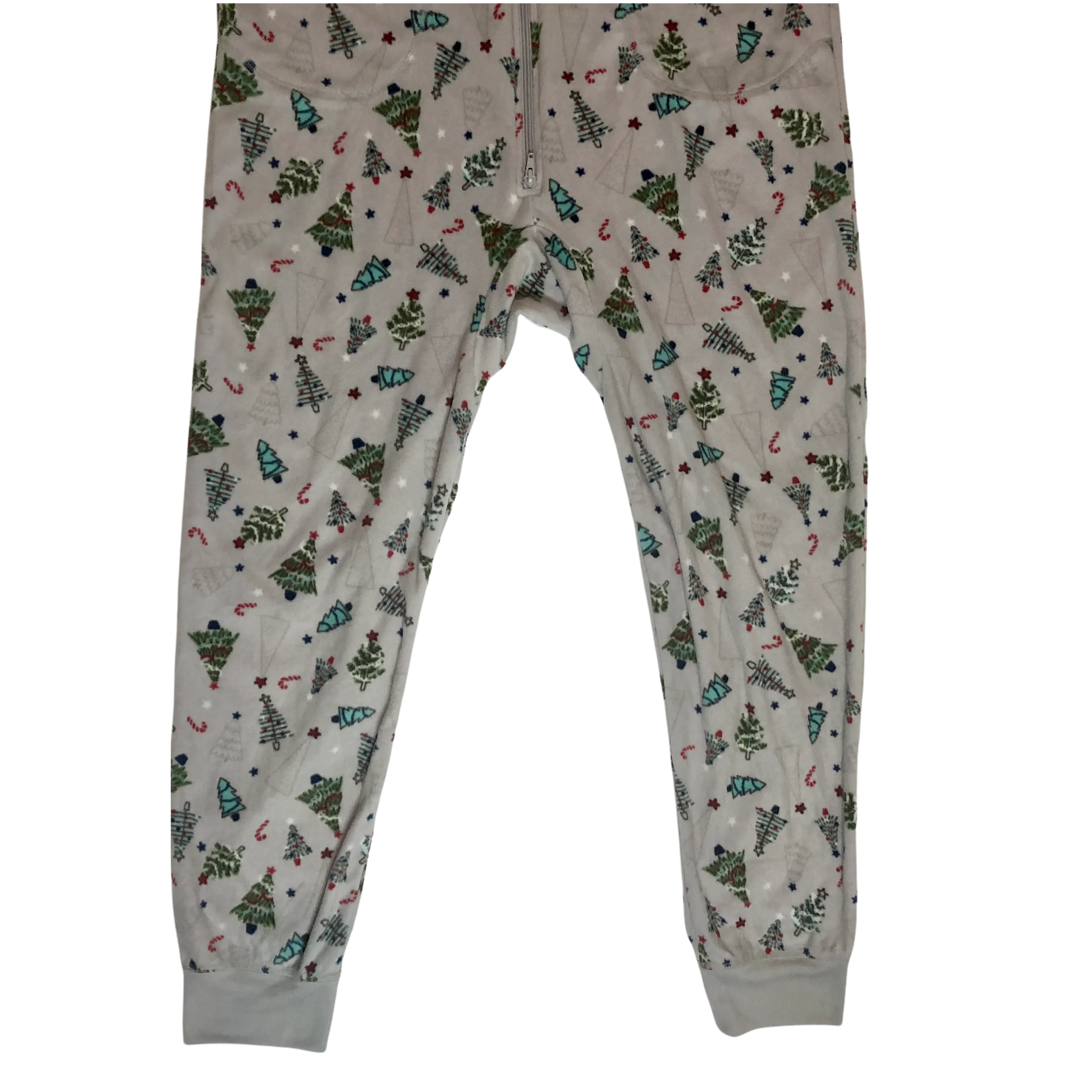 Holiday Family PJs Grey Festive Trees One Piece - Size Large