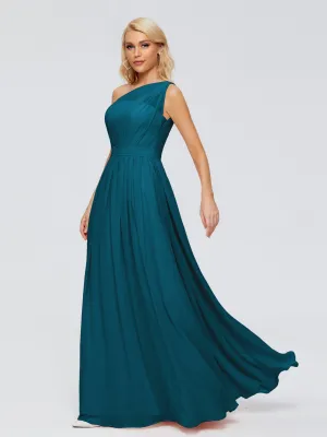 Ink Blue Bridesmaid Dress Arabella One Shoulder Sash Bridesmaid Dresses