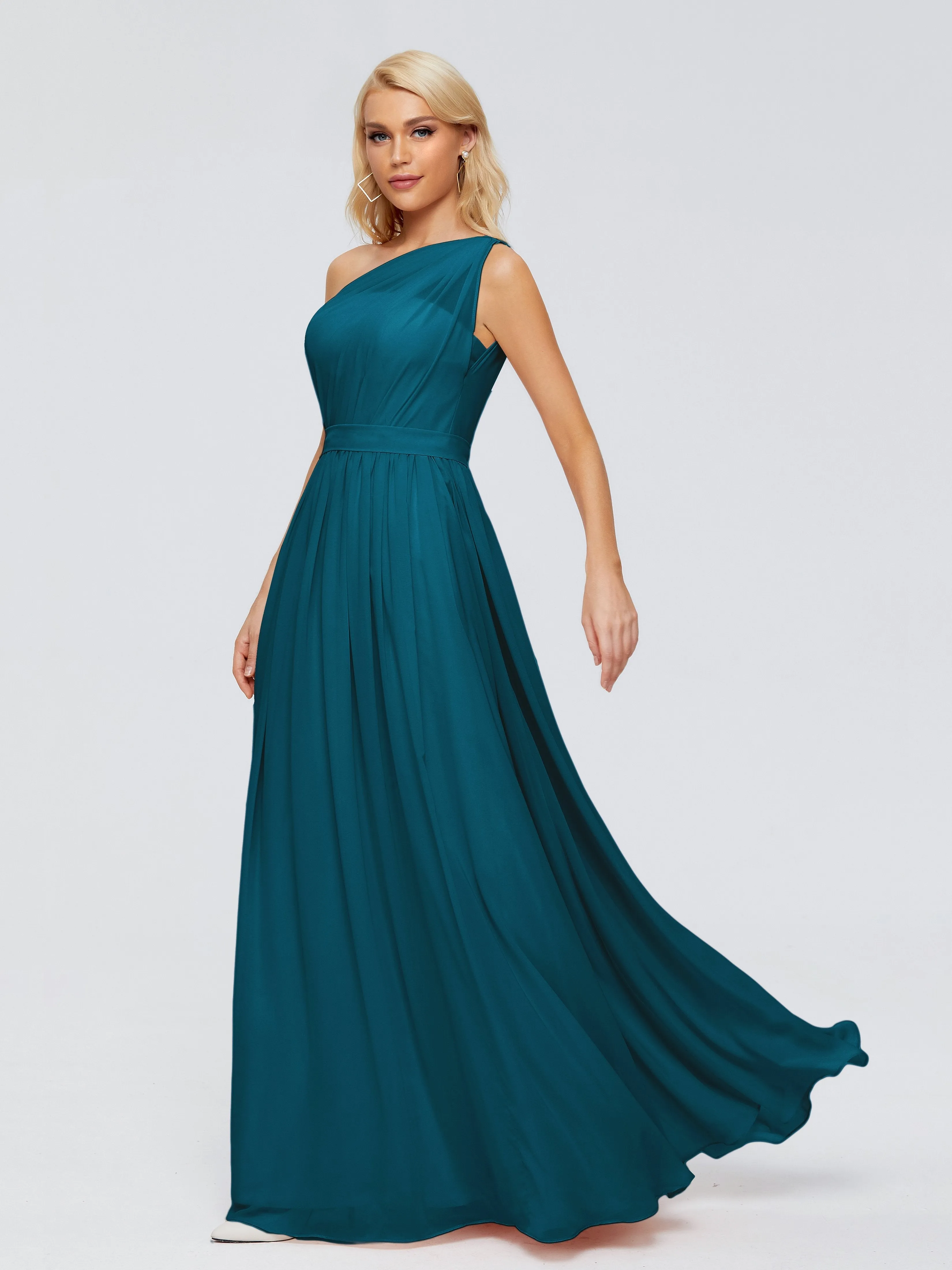 Ink Blue Bridesmaid Dress Arabella One Shoulder Sash Bridesmaid Dresses