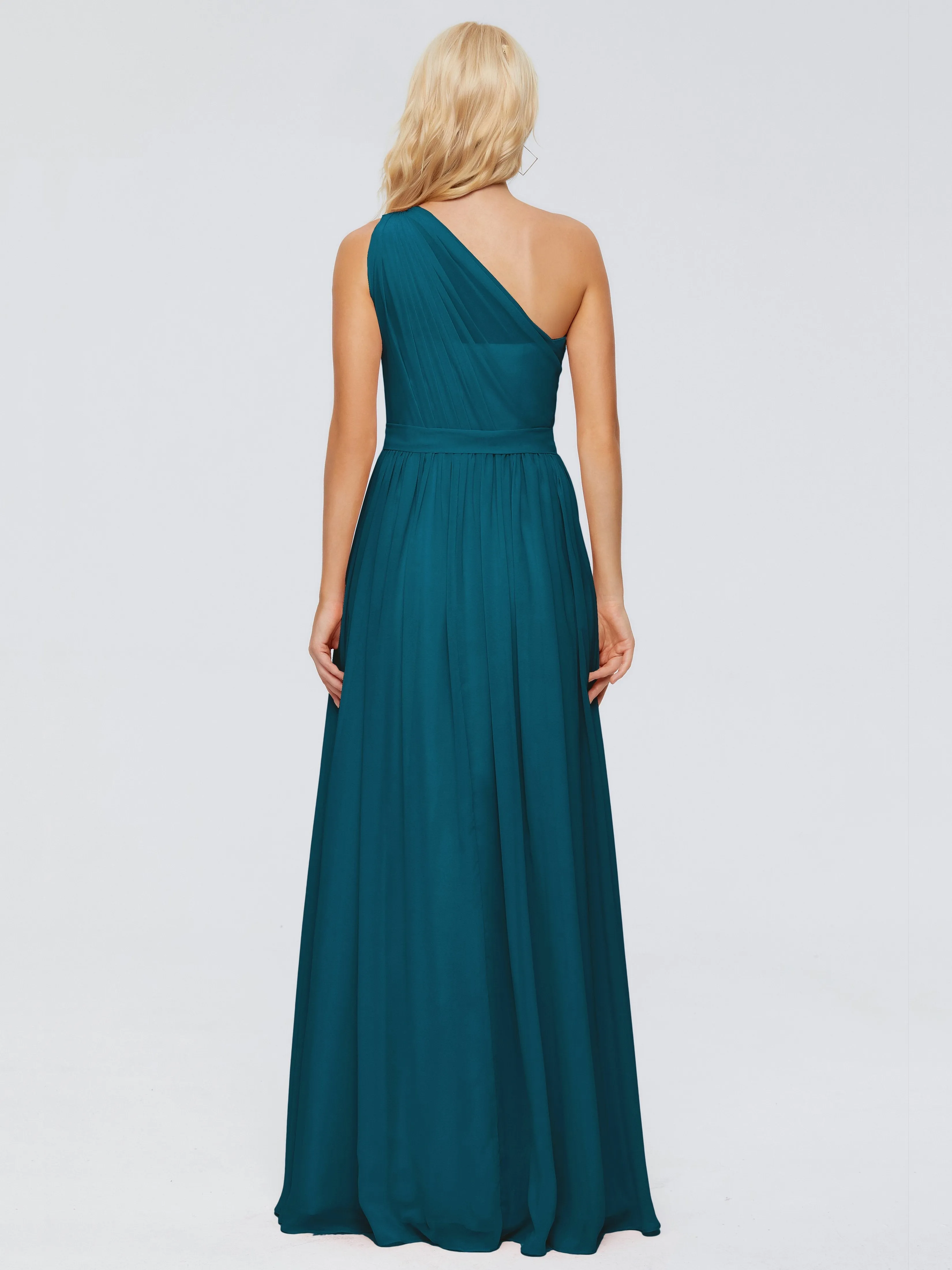 Ink Blue Bridesmaid Dress Arabella One Shoulder Sash Bridesmaid Dresses