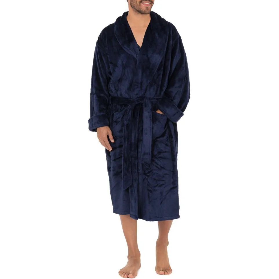 IZOD Mens Twill Stripe Comfort Soft Robe