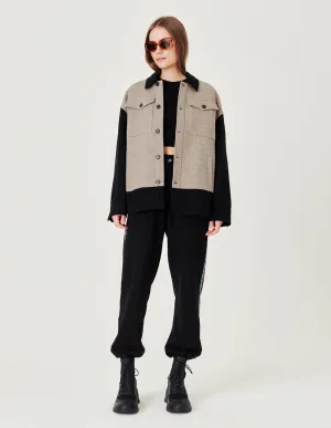 Khaki Colourblock Oversized Casual Jacket For Couples