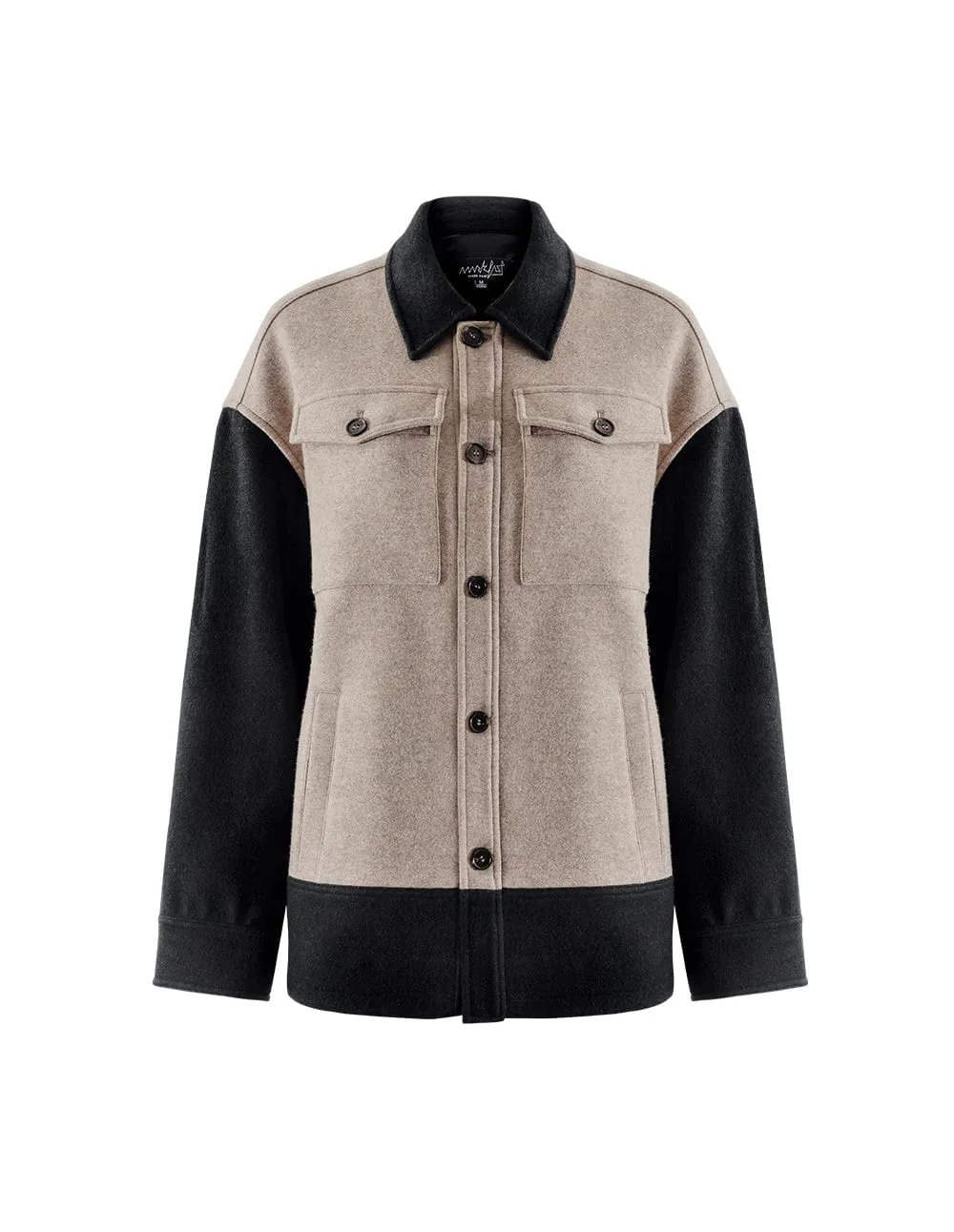 Khaki Colourblock Oversized Casual Jacket For Couples