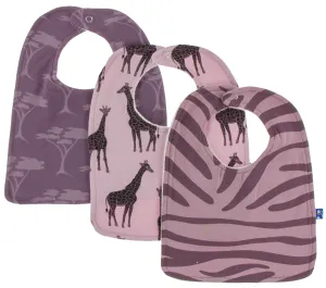 KicKee Pants Bib Set-Sweet Pea Giraffe/Fig Acacia/Elderberry Zebra Print