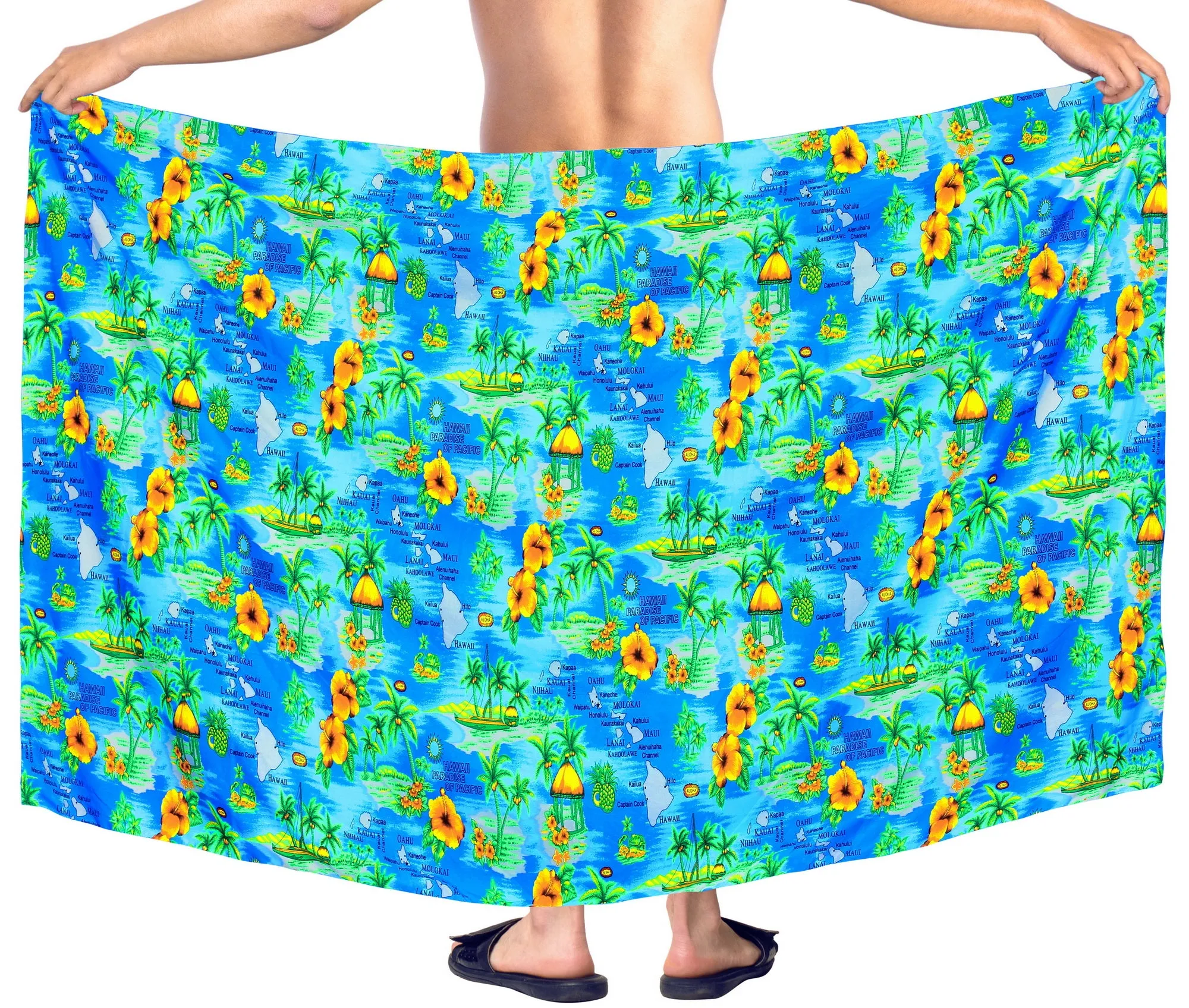 LA LEELA Soft Light Printed Swimwear Wrap Party Male 72"X42" Turquoise Blue 6273 123289