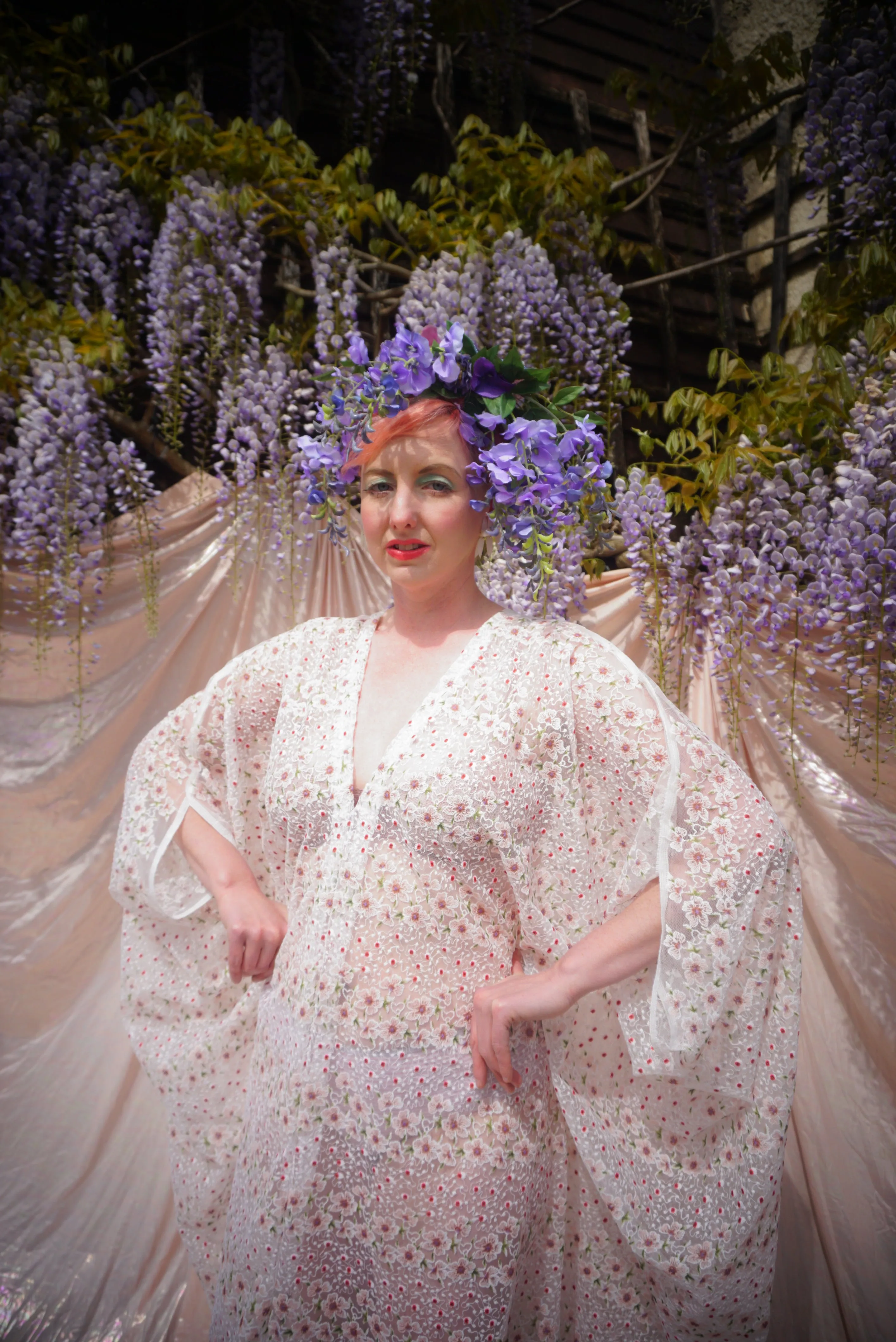 Lace semi-sheer floral Spring Midi Kaftan
