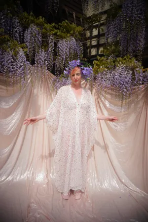 Lace semi-sheer floral Spring Midi Kaftan