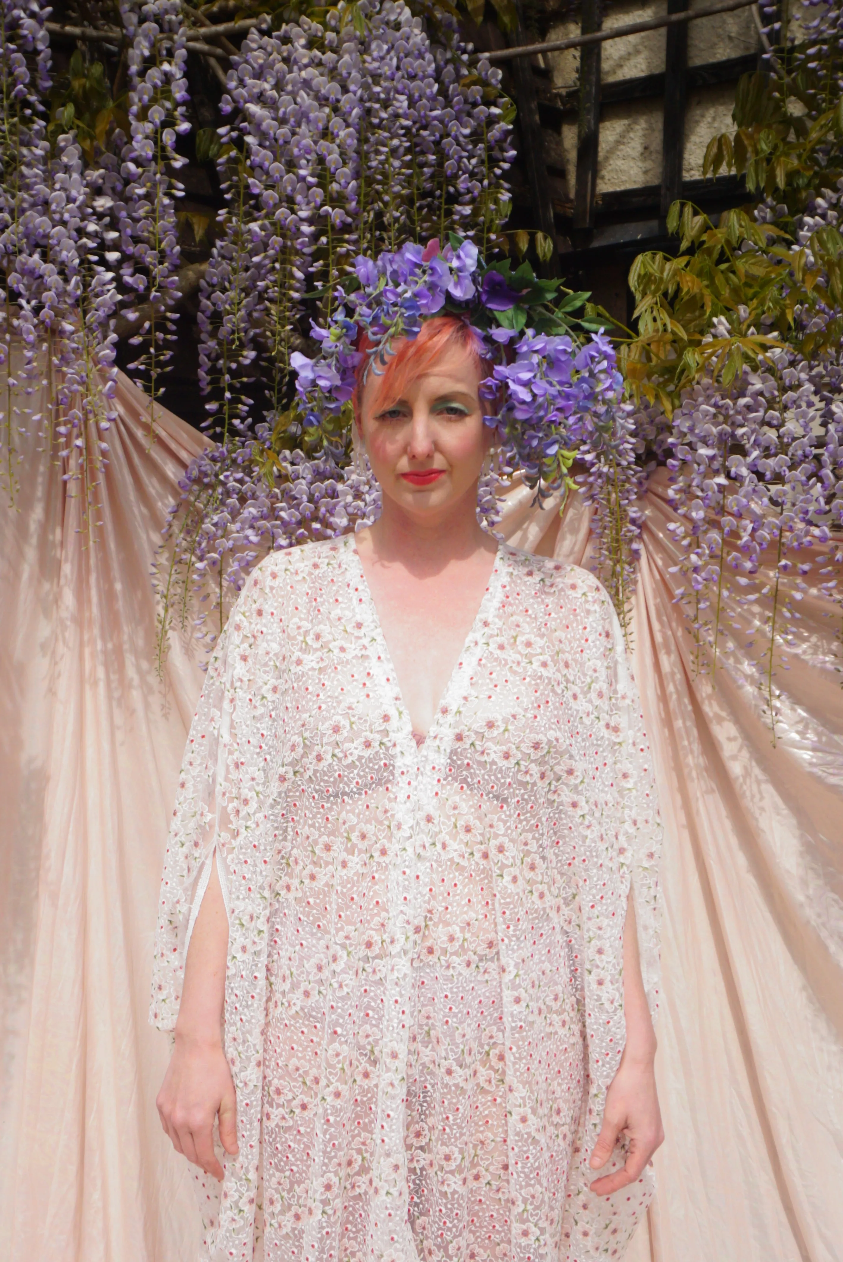 Lace semi-sheer floral Spring Midi Kaftan