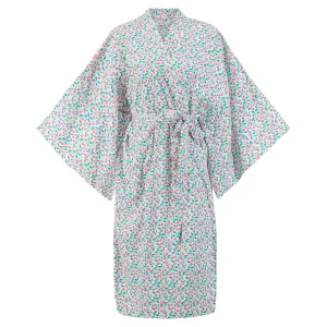 Lena Robe in Aqua Cherries