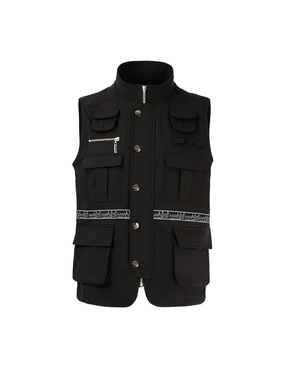 Men Oversized Black Multi-Pockets Fishing Vest Jacket