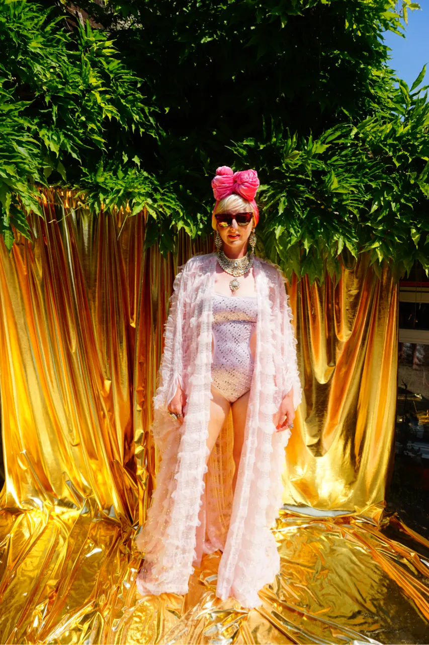 Pale pink Sequin Ruffle Tulle Kimono Robe